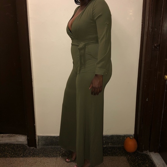 Olive Wide leg Jumpsuit - Picture 1 of 5
